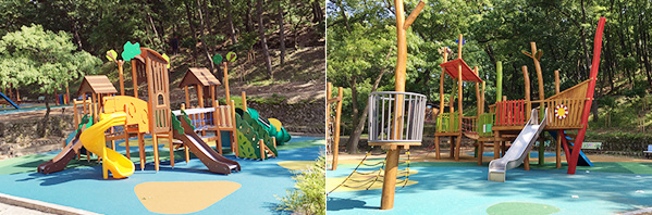 숲속 놀이터 미끄럼틀 사진