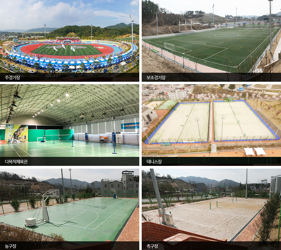 농구장, 축구장, 테니스장 달성종합 스포츠파크 내부 전경사진